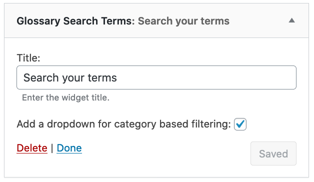 Glossary Search Terms widget